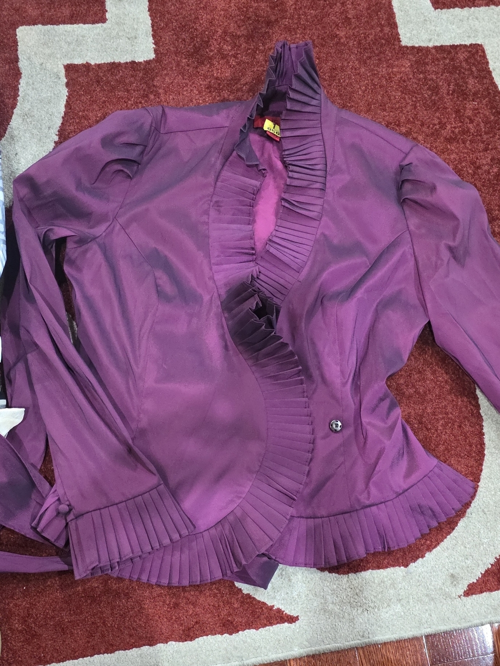 JS Collections Pleated Ruffle Purple Blazer